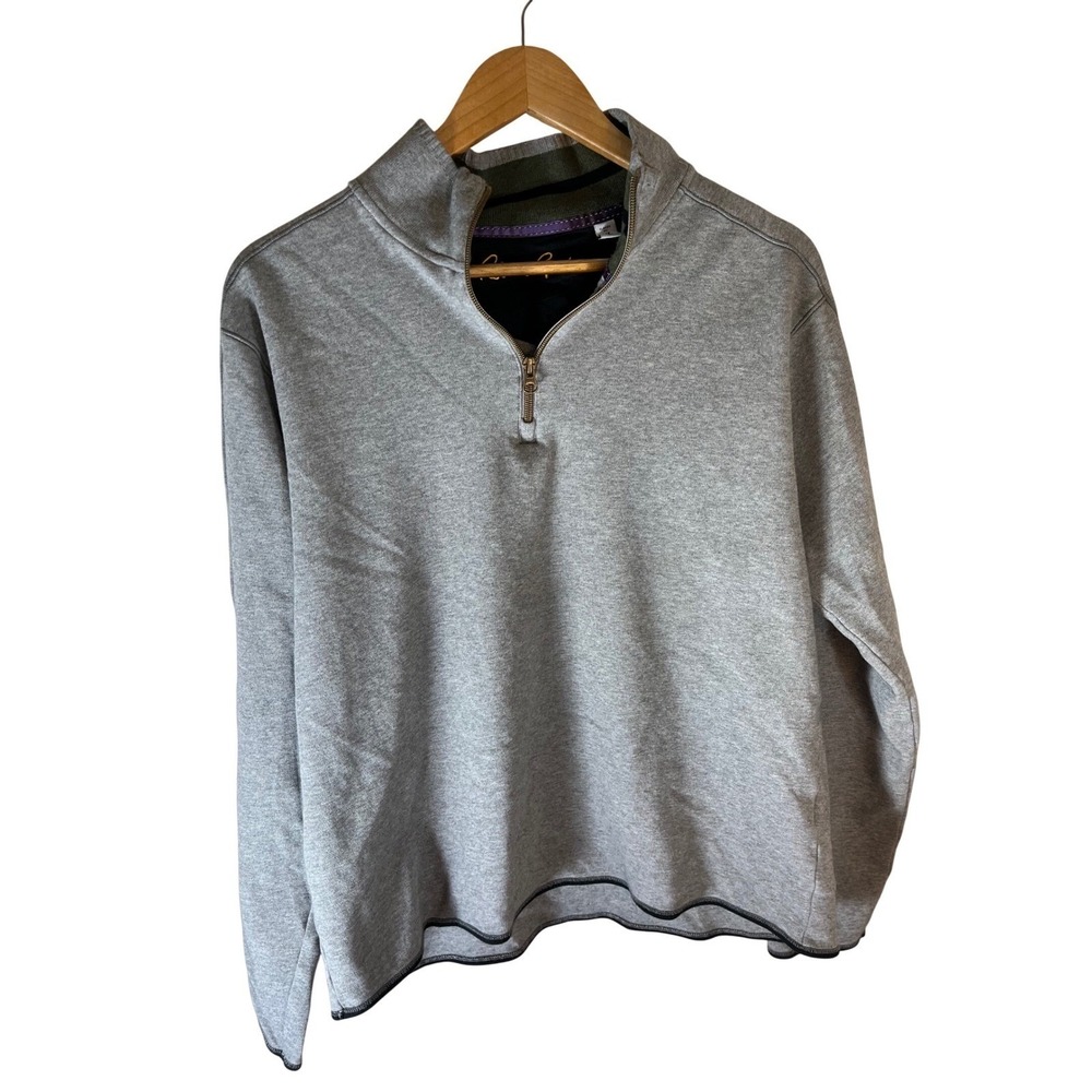 Robert Graham Casual Mens Gray Quarter Zip Pullover Sweatshirt XL Classic Fit
